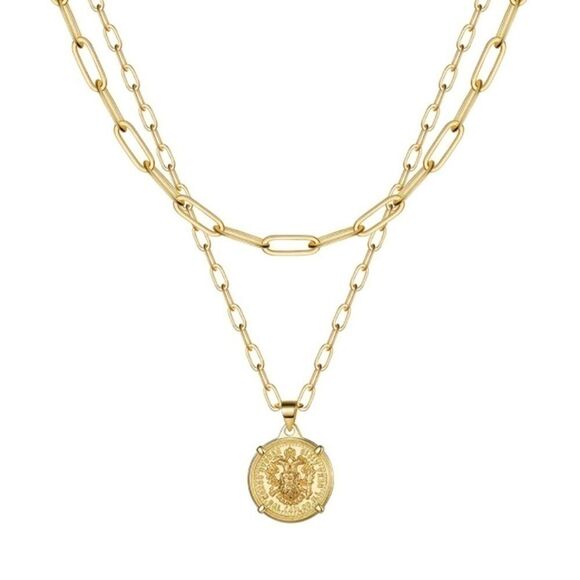 NEW Set- gold choker and medallion chain necklace - Picture 2 of 5